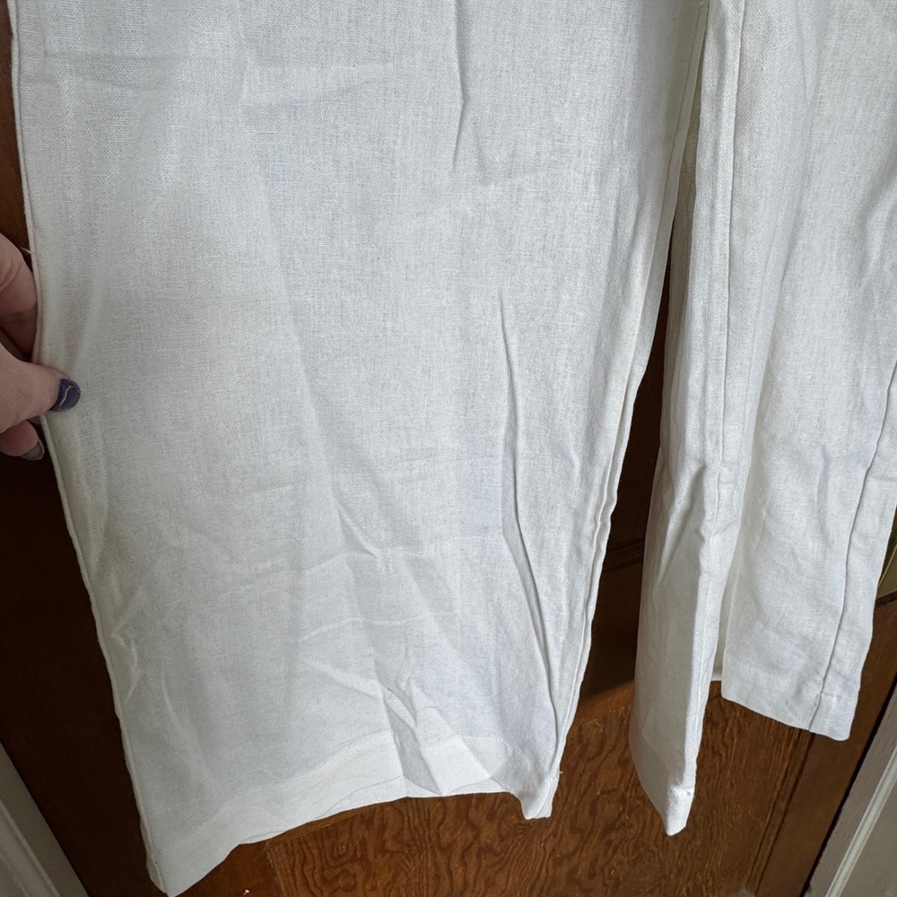 Westbound The Island Pant Large NWT Mid Rise Wide Leg Smocked Waist Linen Blend - Picture 2 of 11